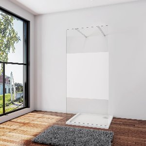Inloopdouche 117,7x200cm,8mm NANO EasyClean veiligheidsglas matglas,N-vorm: 90cm Stabilisatiestangen x2