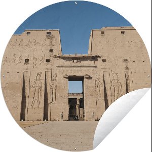 Tuincirkel Toegansgpoort van de Tempel van Horus in Egypte - 60x60 cm - Ronde Tuinposter - Buiten