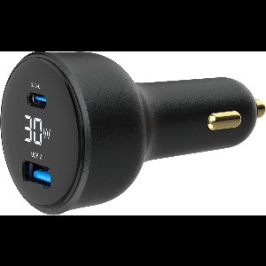 Autolader 2-poorts USB-auto snellader usb c en usb a - LCD scherm - 30 W - sigarettenaansteker usb oplader - snellader - zwart