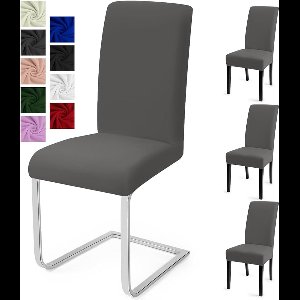 Universele Eetstoelhoezen Set van 4 - Grijs - Elastaan