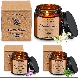 3 Pcs Lavendel Geurende Kaarsen in Glas - Verjaardagscadeau voor Vriendin - Ontspannende Soja Was Kaarsen voor Moeder en Collega