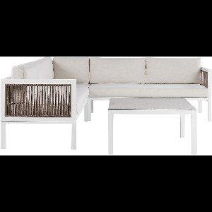 BELIANI BORELLO - Loungeset voor 4 - Crème - Aluminium