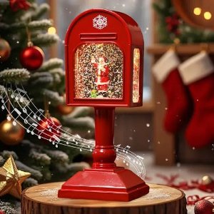 ST TRADING Retro Kerstlantaarn met Muziek en Vallende Sneeuw Effect