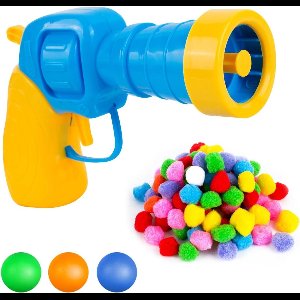 Inovra Plus - Interactief kattenspeelgoed met schieter en balletjes - 100 zachte pompballetjes - Pluche schietpistool - Kattenspeeltjes voor binnen