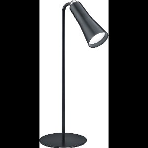 LED Bureaulamp - Trion Moxi - 2W - Warm Wit 3000K - Oplaadbaar - Rond - Mat Zwart - Aluminium