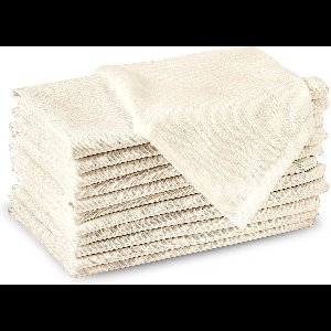 Homes Solid Color Eettafel Servetten - Set van 12 - Wasbaar, Vierkant, 100% Katoen - Voor Familiediners & Buitenfeesten en Dagelijks gebruik (43 x 43 cm, Natural)