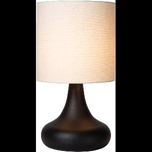 Atmooz Velas Tafellamp – Ø26x47 cm – Zwart Metaal – Linnen Kap – E27 – Sfeervolle Tafellamp