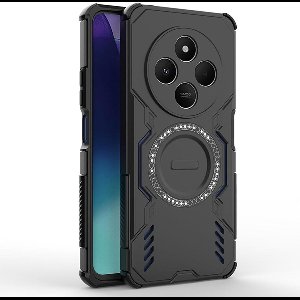 Magnetische schokbestendige beschermhoes voor Xiaomi Redmi 14C 4G/Poco C75, zwart - TPU-siliconen + PC-hoes met militaire valbeveiliging & warmteafvoer.