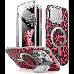 Cosmo Geschikt Voor iPhone 15 Pro Mag Case met Screen protector - Roze luipaard