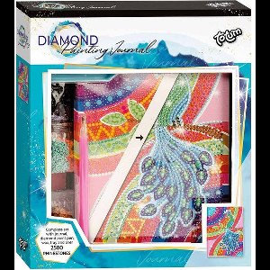 Totum notitieboek pauw diamond painting dagboek schrijfboek | harde kaft knutselen creatief en hobby - speelgoed meisjes vanaf 6 jaar