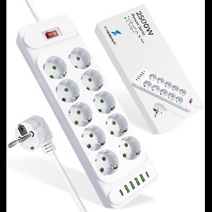 DynaBright Stekkerdoos met Schakelaar - 2 Meter Verlengsnoer - Stekkerdoos met USB en USB-C - 16-voudig - Overspanningsbeveiliging - Wit