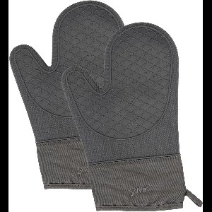 5Five Ovenwant handschoen - 2x - antraciet - katoen met siliconen - 18 x 29 cm - keuken - hete pannen