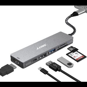 A-KONIC 6-in-1 USB C docking station – HDMI ULTRA 4K - USB C dock – PREMIUM USB C hub – Space Grey