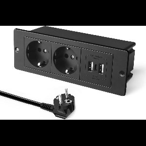 StayPowered Ingebouwde Stekkerdoos - Ideaal voor Keuken en Kantoor - 2 Stopcontacten - 2 USB-A Poorten - 1 USB-C Poort - 4000W Vermogen - Compact en Veilig Design - Eenvoudige Installatie - Zwart - Levering Sneller dan Aangegeven!