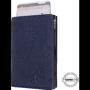 VEXON Polar Deluxe - Wallet Pro - Premium Wallet Classic - Pasjeshouder Grijs - Kaarthouder - Met Rits - 10 Pasjes, Briefgeld en Muntgeld - RFID Creditcardhouder - Mannen en Vrouwen Portemonnee - Uitschuifbaar - Alcantara Leer - Donkerblauw