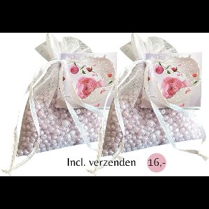 Geurparels 2x 'Boles d'olor RiceMilk & Peony' - Inclusief verzenden - Pioenroos - Geurkorrels - Geurzakje - Geurbuiltjes - Geurbuiltje - Geurverfrisser - Luchtverfrisser - Verfrisser - Parfum - Frisse geur - Kledingkast - Kleding - Kast - Lila