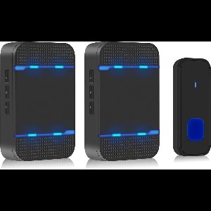 Draadloze Deurbel - Draadloos - Deur Bel - Deurbellen - Wireless doorbell - Met 1 Zenders en 2 Ontvangers - IP55 Waterdicht - Bereik 300 meter - Cazy - Zwart