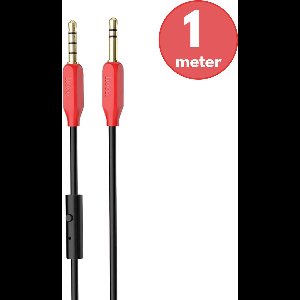 HOCO UPA12 - AUX Audiokabel - 3,5mm naar 3,5mm Jack - Microfoon -  1 meter - Rood