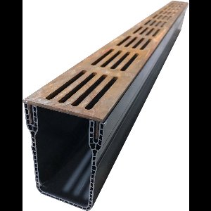 Black Beauty Perfect Drain 65/100 cortenstaal designrooster 100 cm