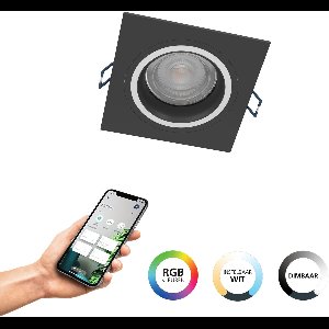 EGLO connect.z Carosso-Z Smart Inbouwspot - LED - 9.3 cm - Zwart/Wit - Instelbaar RGB & wit licht - Dimbaar - Zigbee