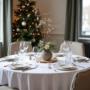 Rond Tafelkleed Wit Damast – 180Ø rond – Hotelkwaliteit – 100% Katoen Jacquard – Luxe Tafellinnen – Geweven in Portugal