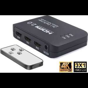 Techvavo® HDMI Switch - 3 in 1 uit - Ondersteunt 4K@60Hz 3D HD 1080p - Met afstandsbediening