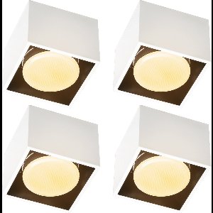Cube Plafondlampen met 1 lichtpunt - Draaibaar licht - Staal - 10 x 8 cm - GX53 fitting - Wit - 4PACK - Plafonniere - Plafonnieres - Plafoniere slaapkamer - Plafondlamp - Badkamerlamp - Plafond lamp