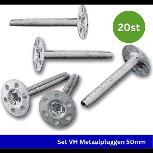 VH metaalplug - Slagplug - 50 mm lengte - Rozet van 35 mm - 20 stuks