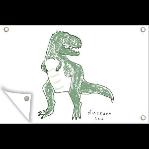 Tuinposter - Tuindoek - Tuinposters buiten - Kinderkamer - Dinosaurus - Tyrannosaurus Rex - 120x80 cm - Tuin
