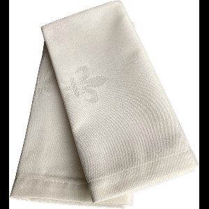 Damasten Servetten – Set van 6 – Ivoor – Franse Lelie Patroon – 100% Katoen – Hotelkwaliteit – Geweven in Portugal