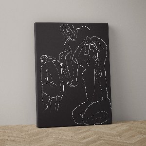 Prachtig, abstract zwart wit canvas schilderij met een vleugje brutalisme kunst, 40x60cm op houten frame, inclusief ophangbeugel