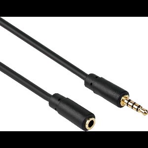 Jack verlengkabel 3.5 mm - Male To Female - Universeel - Zwart - 3 meter - Allteq