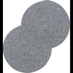 Tafel placemat/onderlegger - Set van 8x stuks - rond - zwart/wit - katoen - 38 cm - Ontbijt/lunch/diner placemats