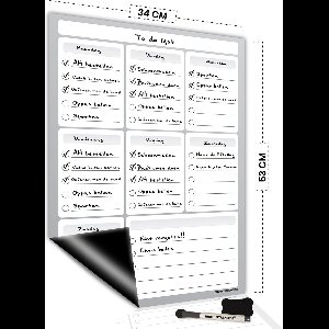 Brute Strength - Magnetisch Weekplanner whiteboard (4) - 53 x 34 cm - Planbord - Familieplanner - Gezinsplanner - To Do Planner