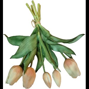 Countryfield - Kunst tulpen- -bloemen-kunst-voorjaar- Tulp Boeket Zalm/wit - 30cm - 5 stelen - nep tulpen die net echt lijken - real touch tulpen - kunstbloemen