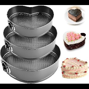 Famanu - Hartbakvorm, 20, 22,24 cm, springvorm met platte bodem, zwart metallic taartvorm, afneembare platte bodem, lekvrij, anti-aanbak, stabiel en hittebestendig, taartvorm voor het bakken van verschillende