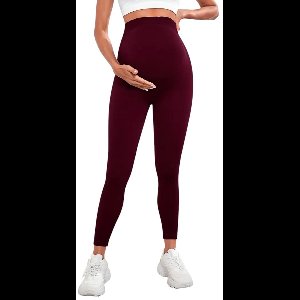 BELLYFLEX Maternity Legging - Hoge Taille Zwangerschapslegging - Geribbelde Tailleband - Sportlegging - Comfortabel & Stijlvol - Ademend - Sneldrogend - Rood - Maat S