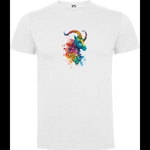 Wit T-Shirt met “Kleurrijke Sterrenbeeld Steenbok – Astrologie – Horoscoop – Zodiac Signs “ Print Full Color Maat 3XL