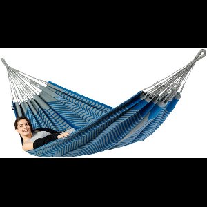 Luilak 2 persoons hangmat - 100% Katoen - 350x160cm - 160kg draagkracht - binnen & buiten - Blauw, Grijs