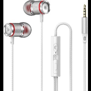 Bedrade oortjes - In Ear Oordopjes - Oortjes met Draad en Microfoon - Extra Bass - 3,5mm Jack Aansluiting - 120cm kabel - Wit