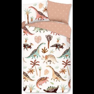 Droomtextiel Kinderdekbedovertrek Dino 140x200/220cm - 100% Zacht Katoen