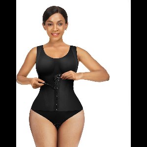 Shapewear 4-in-1 Waist Trainer Corset Bodysuit - Buttoned Tummy Control High Waist with Padded Bra - zwart - S