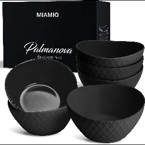 6 x 28oz - Kommenset/Granen Bowl Set - Moderne Kommen Mat - Kommen Set Groot - Palmanova Collectie (zwart)