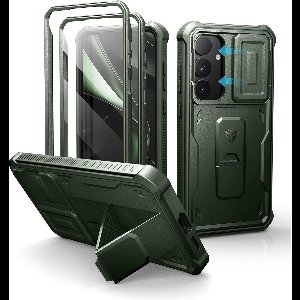 Zandarix Geschikt voor Samsung Galaxy S25 Plus 5G - Met Camera Cover - Schermbeschermer - Kickstand - Schokbestendig - Back Cover Hoesje - Groen