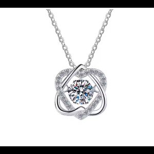 Selevie Dubbele Hart Ketting – Zilver met Moissanite - Double Heart Necklace Silver with moissanite