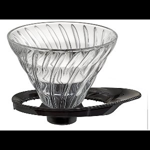 Hario V60 dripper - glas met zwarte houder, nieuw type - maat 02 (VDGR-02-B)