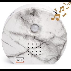 QLT Nature Box Huisje met Sensor en 3 Natuurgeluiden – Vogelgeluiden, Oceaangolven en Junglegeluiden – Rond Vogelhuisje Geluidsbox met Hifi – Marmer