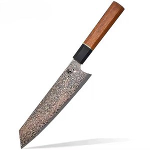 Professioneel Japans Kiritsuke Koksmes 20 CM - Hoogste Kwaliteit Koper Damascus - Vlijmscherp - Handvat uit Ebbenhout en Rozenhout - Luxe Geschenkverpakking