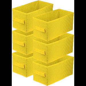 LAVITA® Opbergmand Textiel - 15x31x15 Geel 6 Stuks - Opbergbox Kast Organizer Opbergdoos - Kastlade Verdeler Voor Kleding Ondergoed Badkamer Kledingkast - Vouwdoos Stoffen Doos Opbergdozen