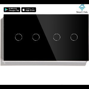 SmartinHuis – Slimme serieschakelaars (2) – Zwart – Wifi – Hotelschakelaar – 4 lampen
